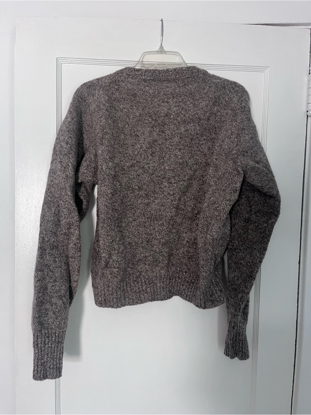 Women's Gray/Taupe Crewneck Shetland Wool Sweater - Picture 3 of 7